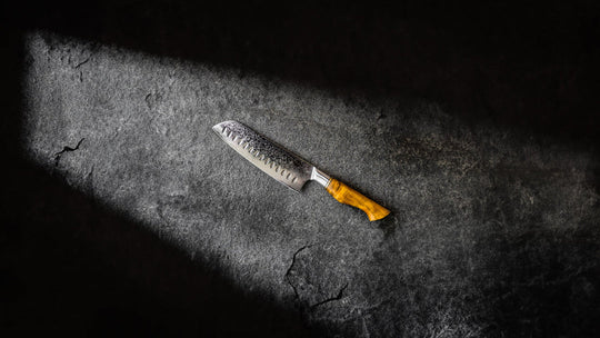 The art of care: Our KAIZEN Damascus knives with natural wood handle